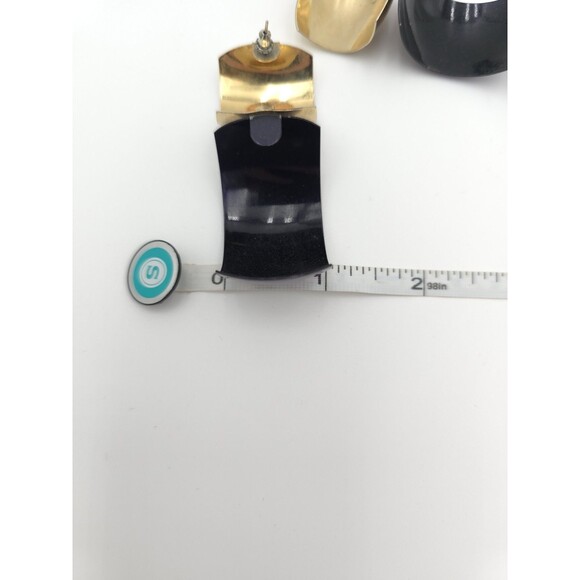 Vintage Large Metal Dangle Purple Gold Statement Earrings 80s 2.5" - Picture 7 of 7